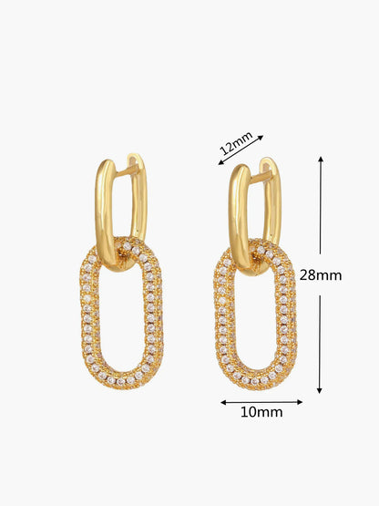 Zircon Hoop Pendant Earrings