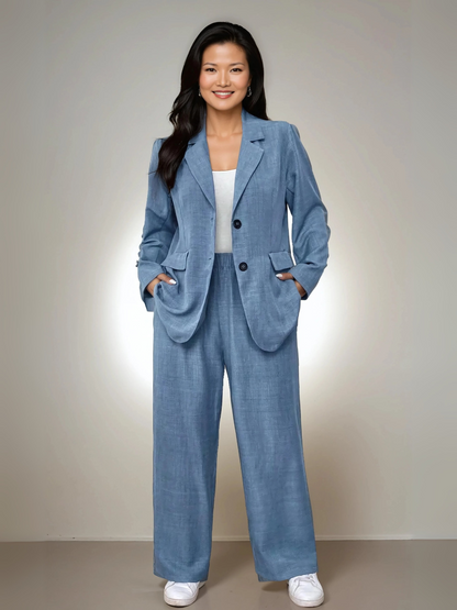 Plus Size Elegant Lapel Suit Jacket And Pants