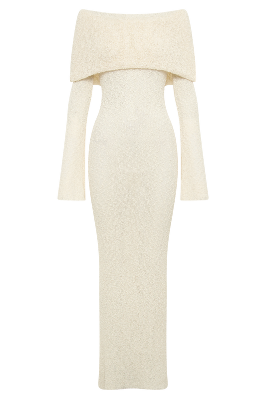 Isobella Off Shoulder Boucle Maxi Dress