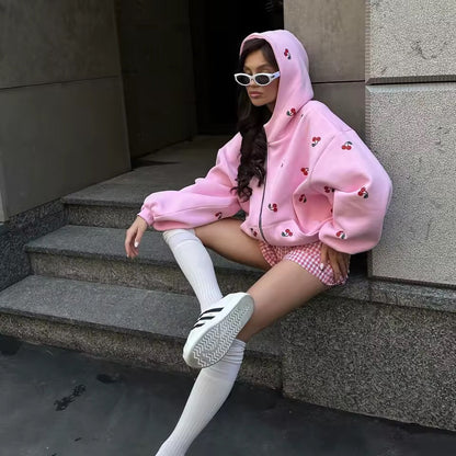 Cherry Drop Zip Hoodie