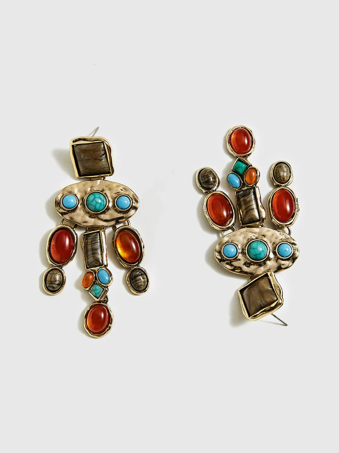Boho Chic Colorful Gemstones Pendant Earrings