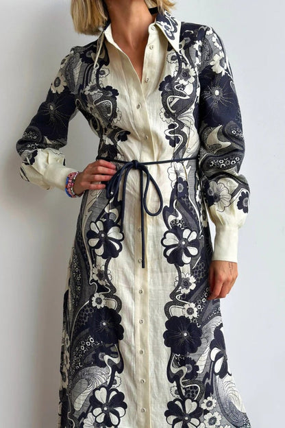 High-Waist Button-Down Dress
