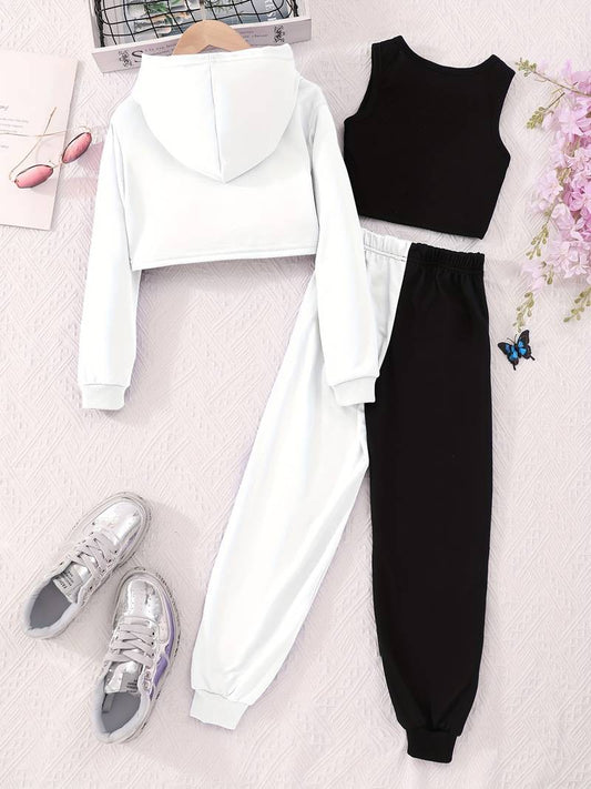 'Baby' Hoodie Tank Top Sweatpants 3pcs Set