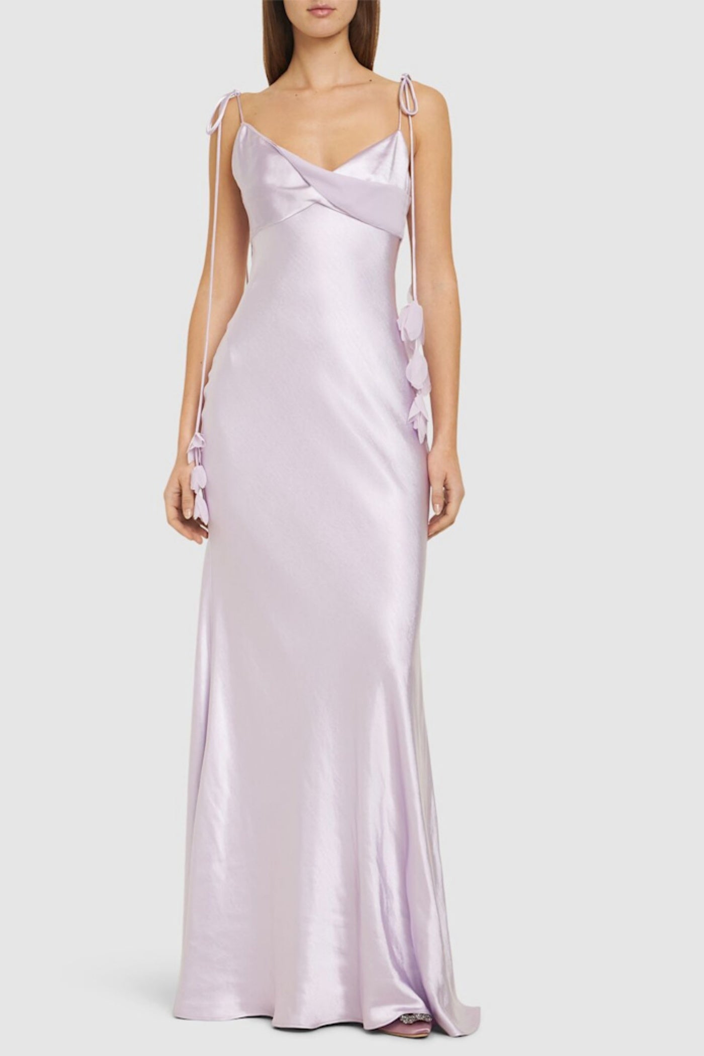Bahari Floral Ribbon Satin Maxi Dress