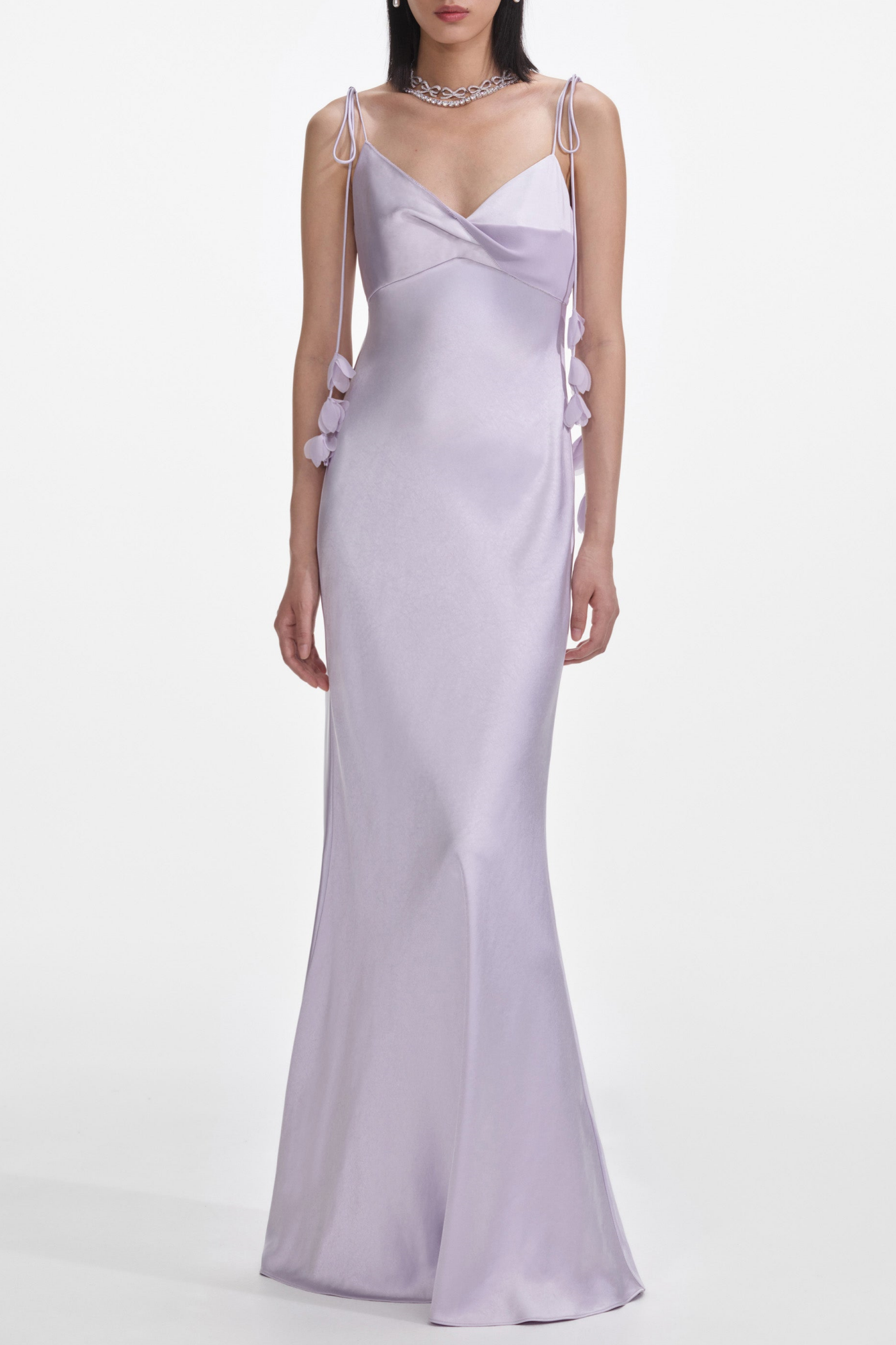 Bahari Floral Ribbon Satin Maxi Dress