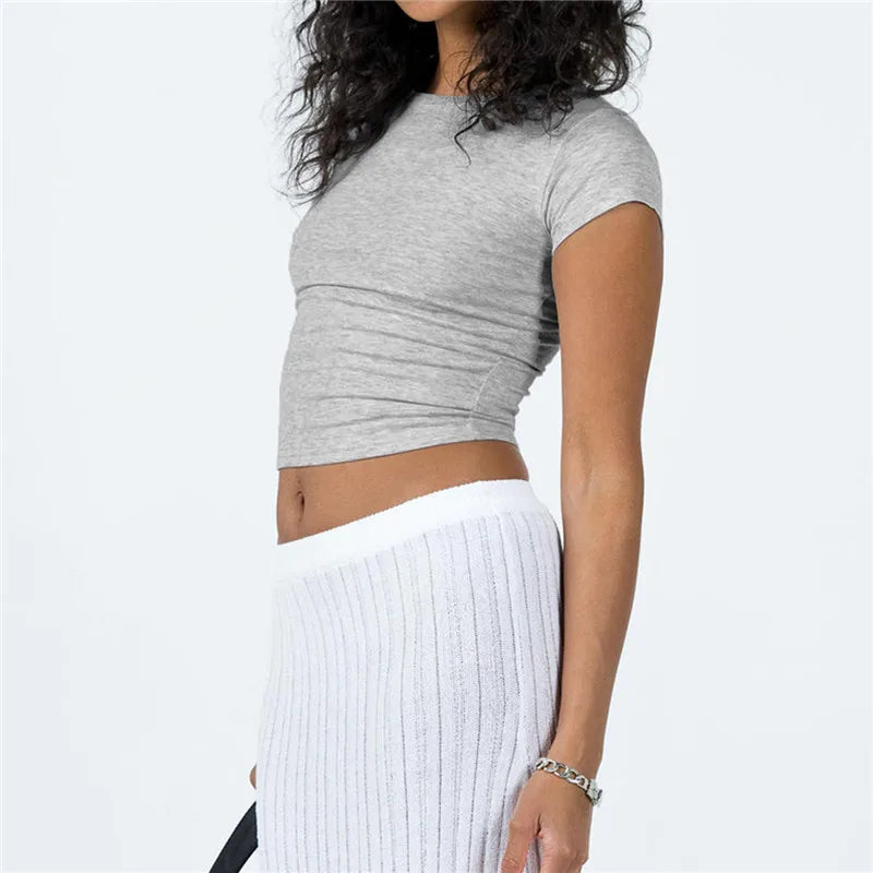 DressBetty - 2024 Basic Fitted Short Sleeve Tees for Summer