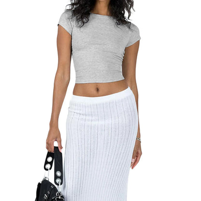 DressBetty - 2024 Basic Fitted Short Sleeve Tees for Summer