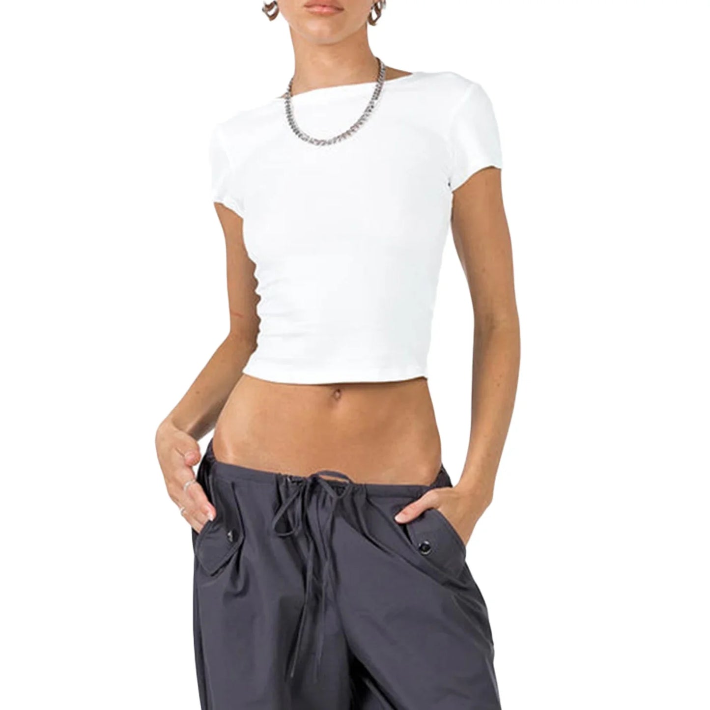 DressBetty - 2024 Basic Fitted Short Sleeve Tees for Summer