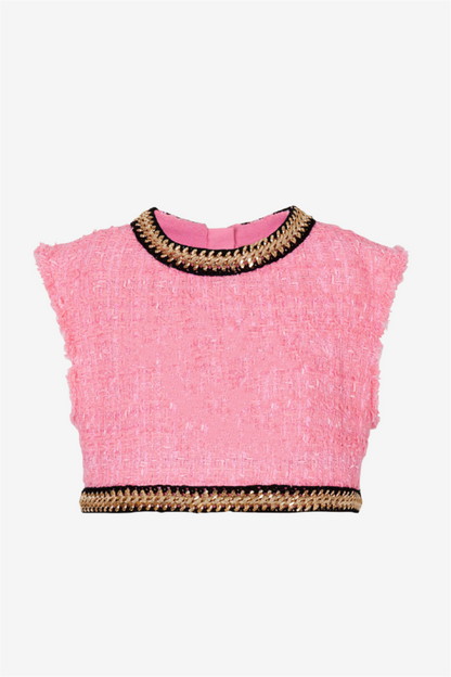 Betty Tweed Chain Cropped Jacket