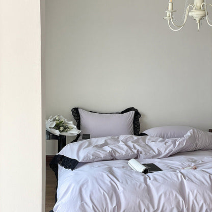 Black Lace Ruffle Bedding Set
