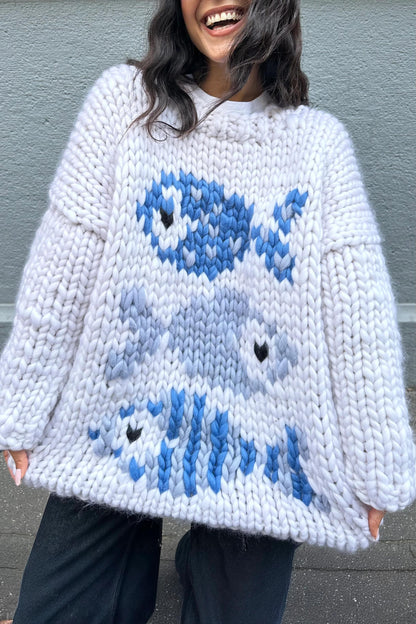 Chunky Knit Fish Pattern Sweater