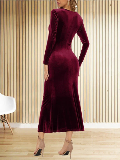 DressBetty - 2024 New Fashion Elegant Long Sleeve Sexy Evening Maxi Dress