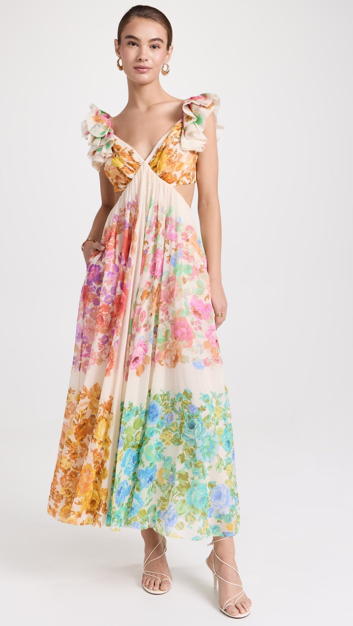 Maya | Boho Blossom Ruffle Midi Dress