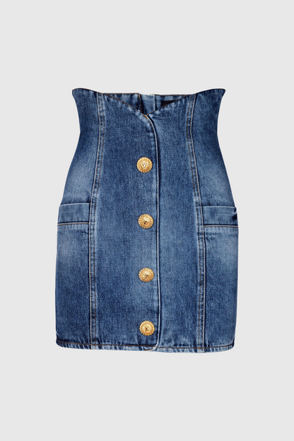 Brittia Button Denim Skirt