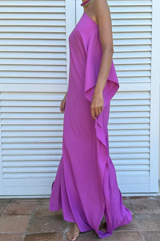 Flowing Asymmetric Caftan With Belt