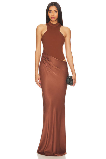 Charlene - Satin Cut-Out Maxi Dress