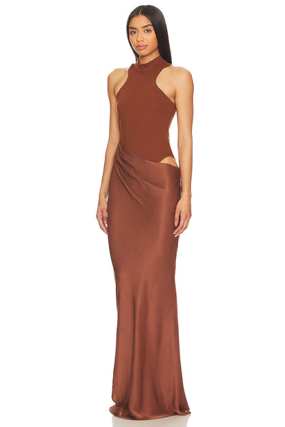 Charlene - Satin Cut-Out Maxi Dress