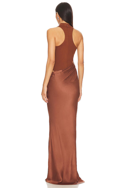 Charlene - Satin Cut-Out Maxi Dress