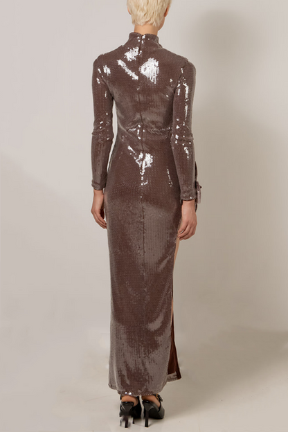 Calla Sequin Cutout Slit Maxi Dress