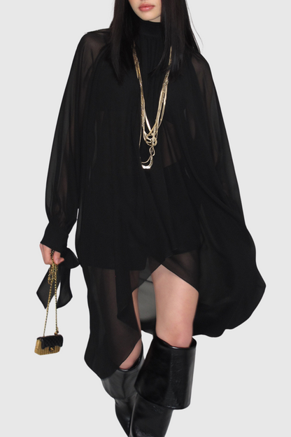 Carii Ruched Blouse - Black