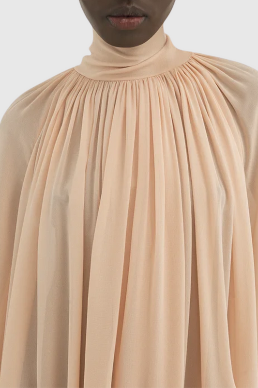 Carii Ruched Blouse - Beige