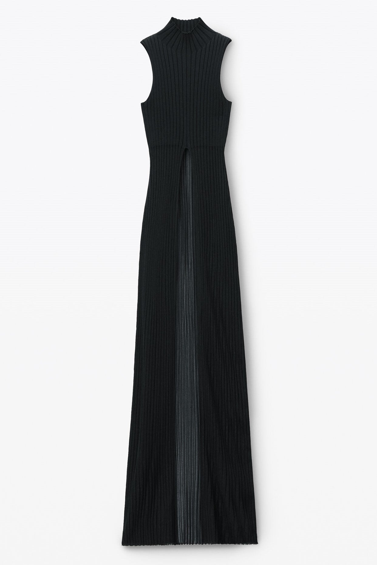 Carola Ribbed Cutaway Split Top - Black