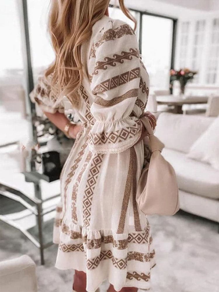 DressBetty - Casual Rhombus Print Mini Dress