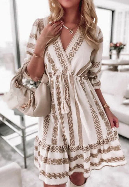 DressBetty - Casual Rhombus Print Mini Dress