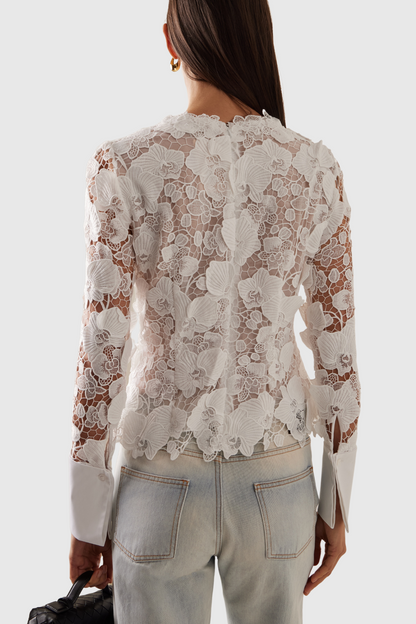 Cavallo Guipure Lace Long Sleeve Blouse