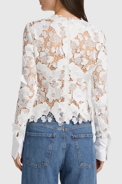 Cavallo Guipure Lace Long Sleeve Blouse