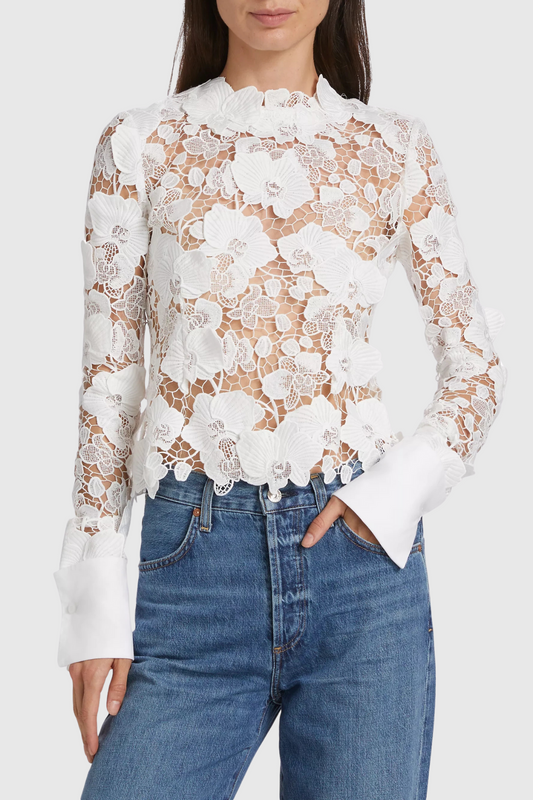 Cavallo Guipure Lace Long Sleeve Blouse