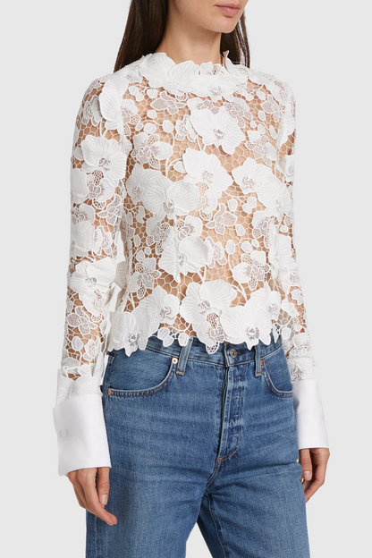 Cavallo Guipure Lace Long Sleeve Blouse