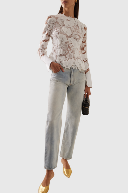 Cavallo Guipure Lace Long Sleeve Blouse