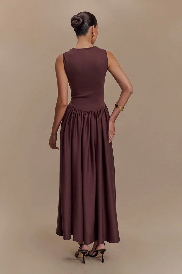 Celeste | Brown Midi Dress