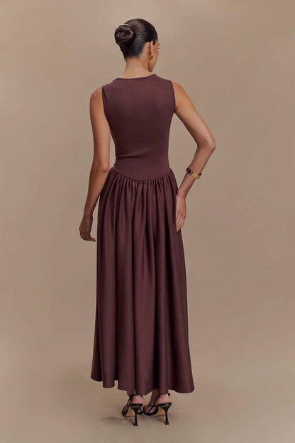 Celeste | Brown Midi Dress