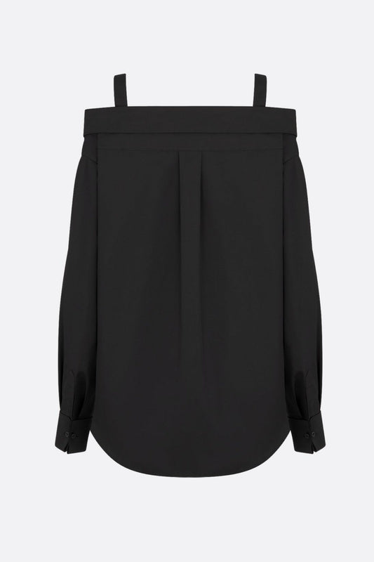 Charlize Off Shoulder Buckle Shirt - Black
