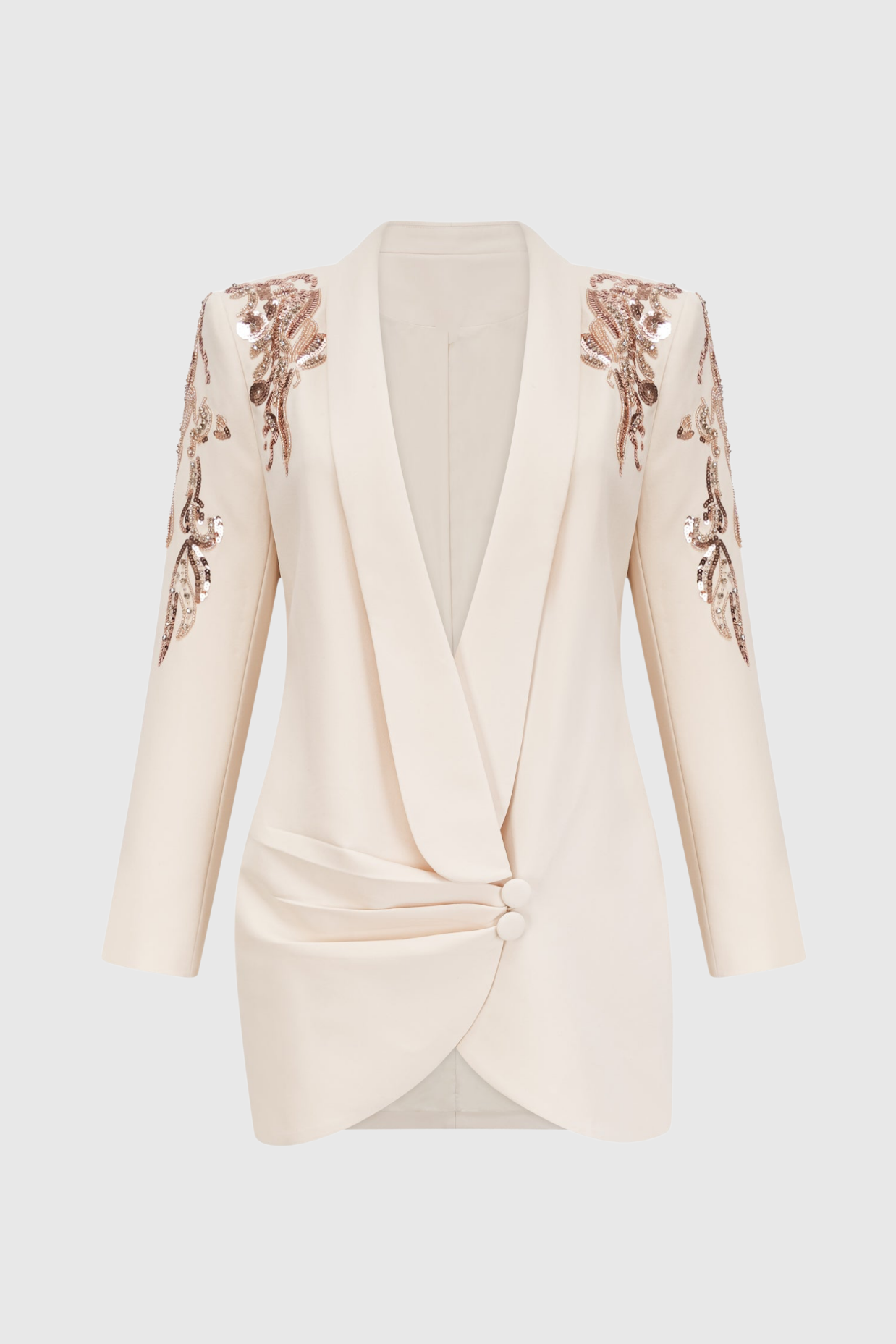 Charnita Sequin Embellished Blazer Dress - Beige