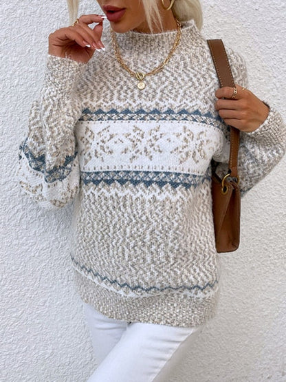 DressBetty - Snowflake Turtleneck Loose Sweater