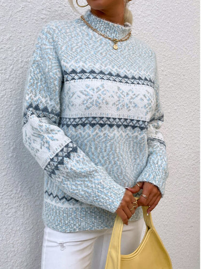 DressBetty - Snowflake Turtleneck Loose Sweater