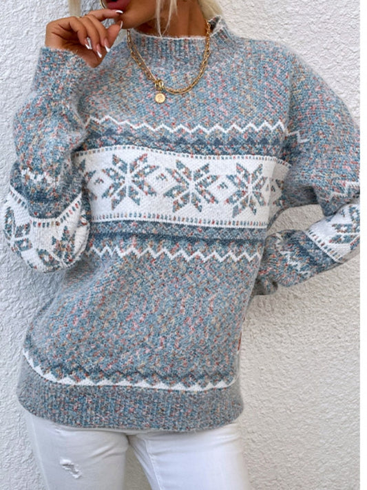 DressBetty - Snowflake Turtleneck Loose Sweater