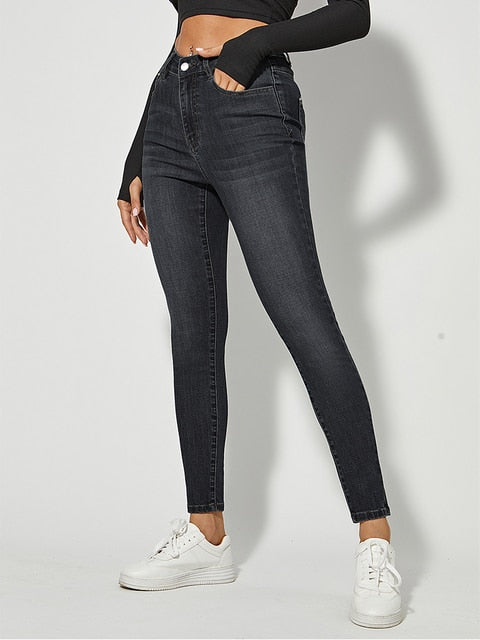 DressBetty - Classic Skinny Jeans Women High Waist Stretch Jean Fashion Wash Denim Leggings Slim Elastic Pencil Pant