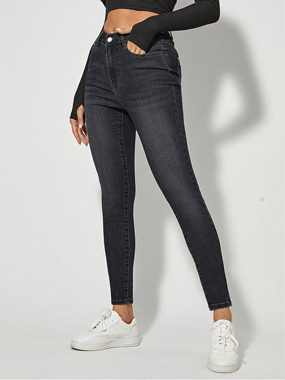 DressBetty - Classic Skinny Jeans Women High Waist Stretch Jean Fashion Wash Denim Leggings Slim Elastic Pencil Pant