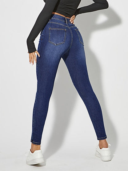 DressBetty - Classic Skinny Jeans Women High Waist Stretch Jean Fashion Wash Denim Leggings Slim Elastic Pencil Pant