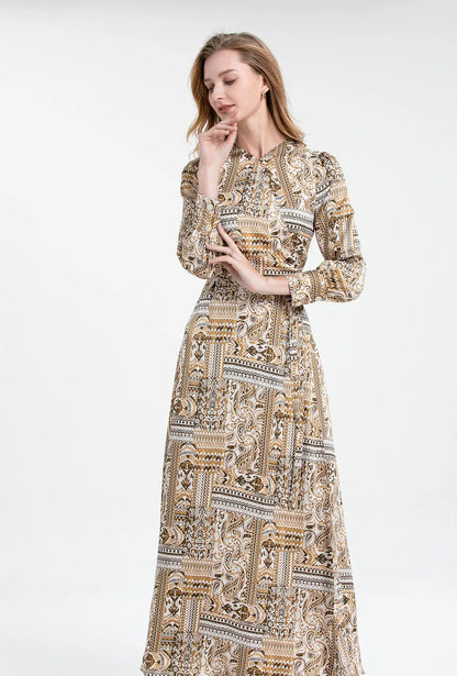 DressBetty - 2024 Summer Clearance Sale Printed Acetate Satin Fabric Long Dress Maxi Dress