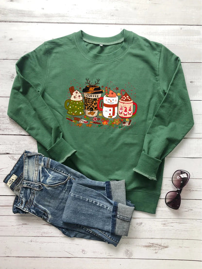 Colored Coffee Party Aesthetic Cotton Jumper Christmas Hoodie