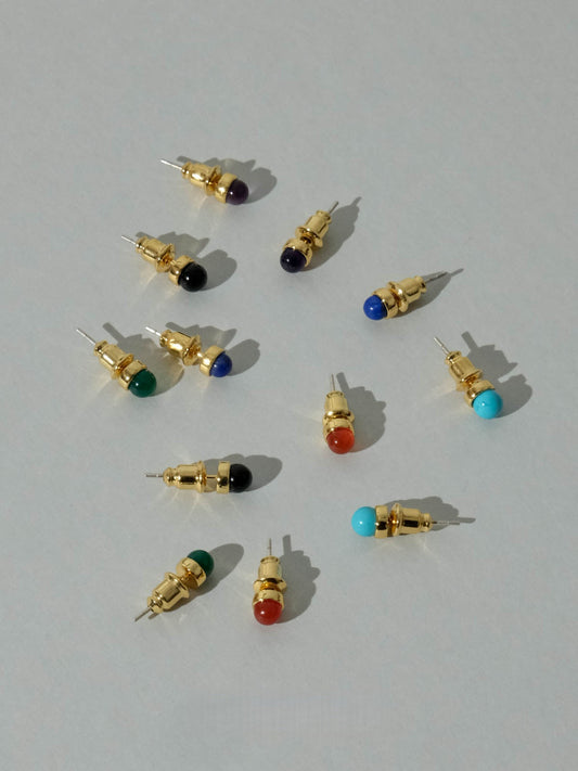 Colorful Natural Gemstone Stud Earrings