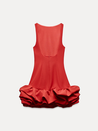 Combination Puff Hem Jumpsuit Dress