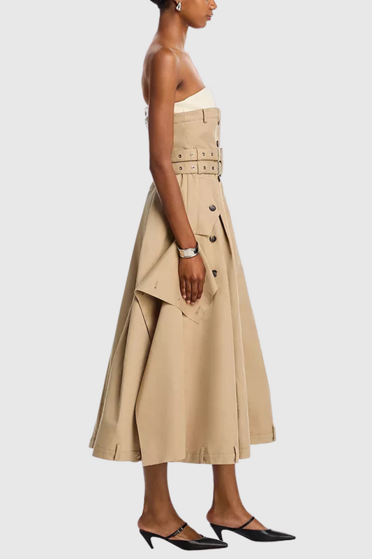 Cordero Strapless Trench Belted Midi Dress