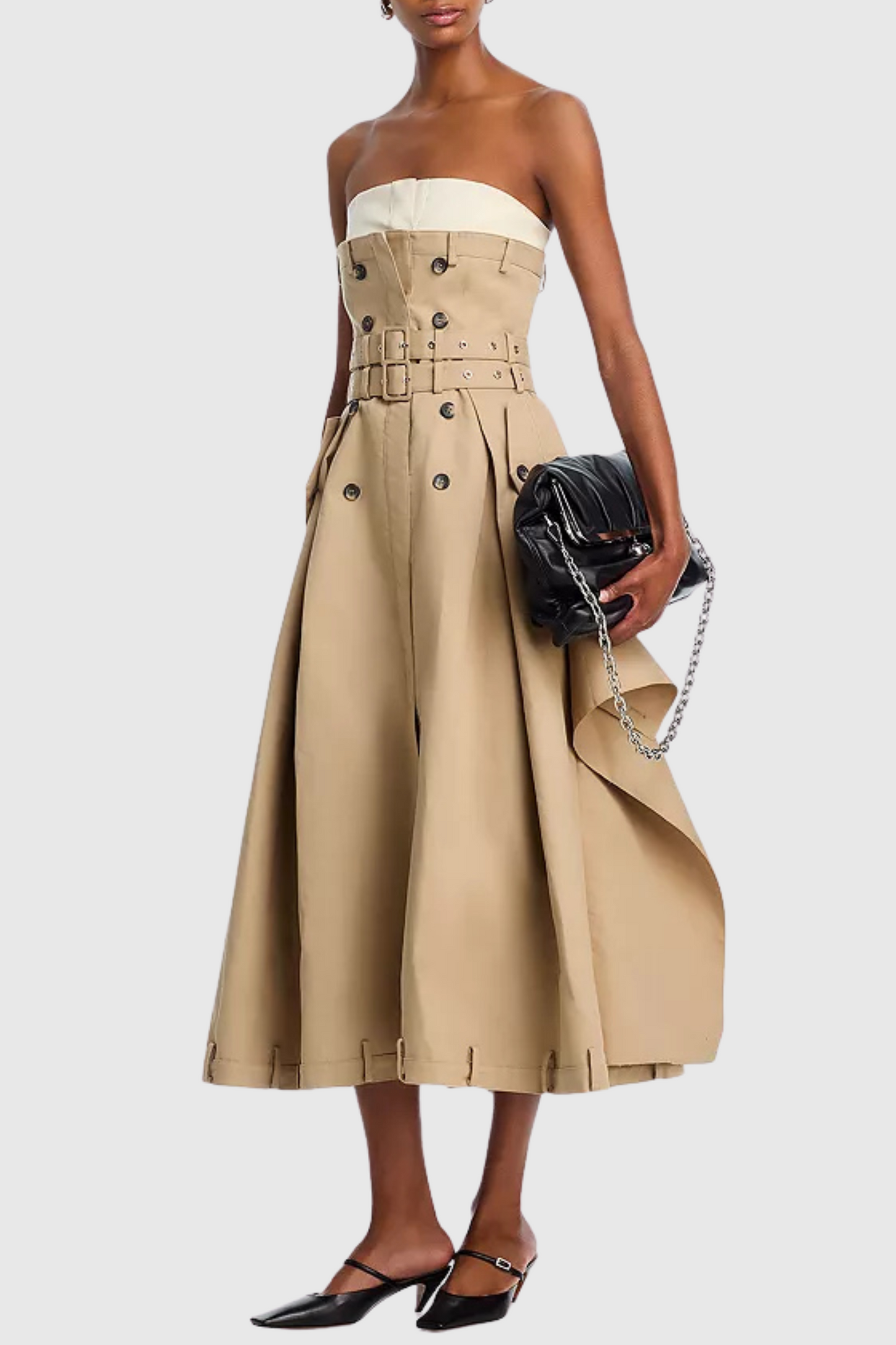 Cordero Strapless Trench Belted Midi Dress