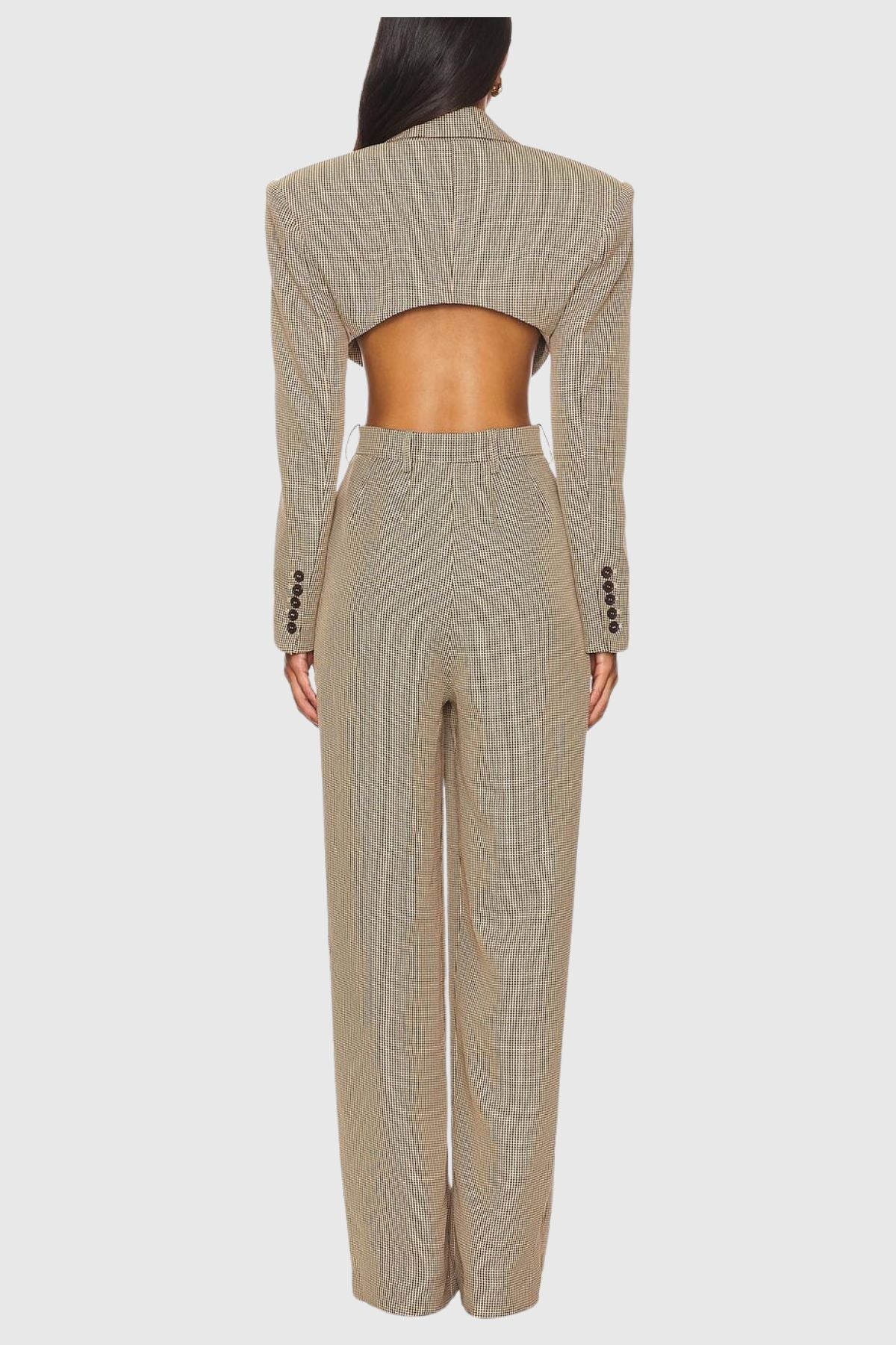 Cordia Houndstooth Belted Cutout Jumpsuit
